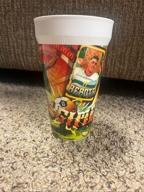 McDonald's White-Top Soccer Graphic Cup with Red, Yellow and Green Artwork